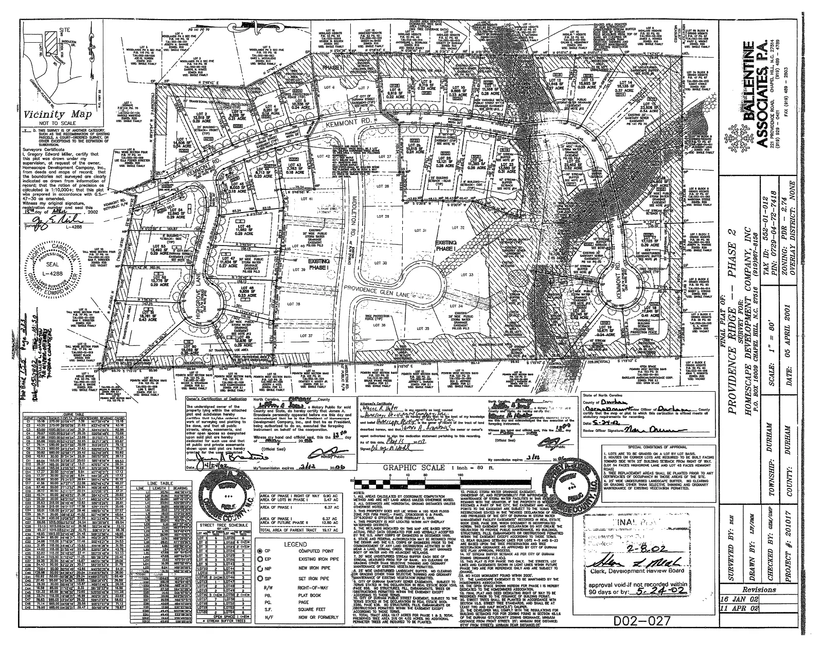 Recorded plat map of Providence Ridge Phase 2